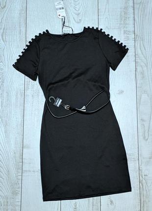 Платье с коротким рукавом черное женское s