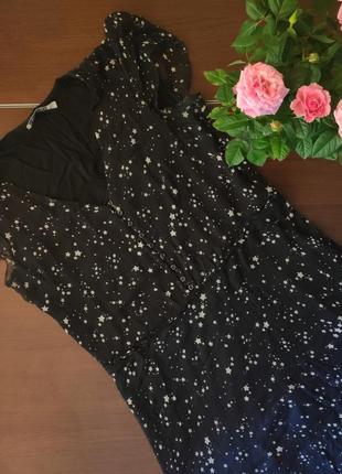 Чёрное платье в звёздочку с рукавчиками -фонариками2 фото