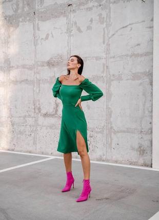 Платье с разрезом на ноге зеленого цвета 46/485 фото