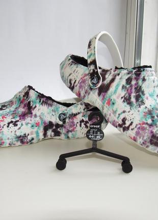 Шльопанці утеплені, зима crocs classic lined tie dye 46 m13 (30 см)