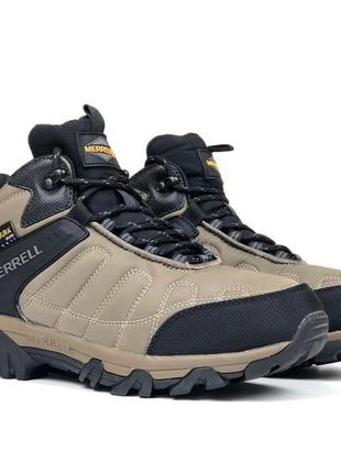 Модні чоловічі кросівки від merrell moc ii в бежевому кольорі з хутром на зиму