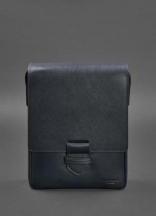Чоловіча сумка-месенджер esquire синього кольору з натуральної шкіри краст blanknote