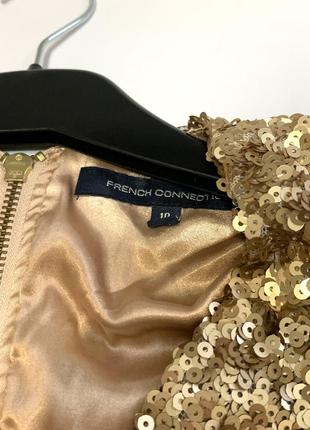 Шикарное золотистое платье в пайетки от french connection5 фото