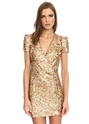 Шикарное золотистое платье в пайетки от french connection8 фото