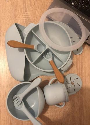 Набір комплект силікон силіконового посуду силіконовий посуд силиконовая посуда для прикорма детского дитячого