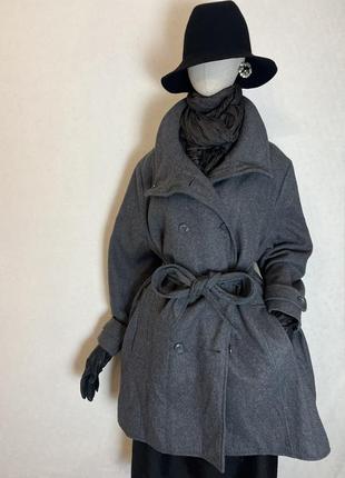 Шерсть,серое пальто,полупальто,балал, большой размер,h&m,zara,massimo dutti,