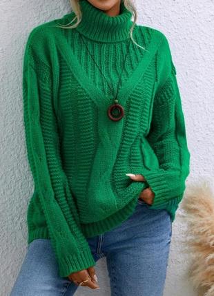 Зеленый свитер с воротом2 фото