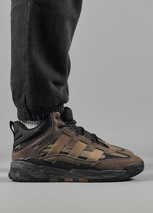 Мужские зимние кроссовки с мехом адидас adidas originals niteball men’s brown нейтбол  натуральная замша6 фото