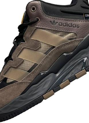 Мужские зимние кроссовки с мехом адидас adidas originals niteball men’s brown нейтбол  натуральная замша4 фото