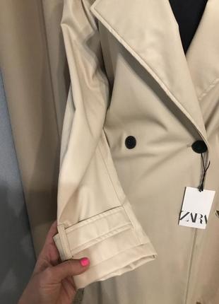 Тренч плащ из эко кожи zara. новый.7 фото