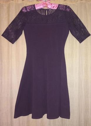 Сукня плаття фіолетова трикотажна ажур мереживо (бавовна) dorothy perking