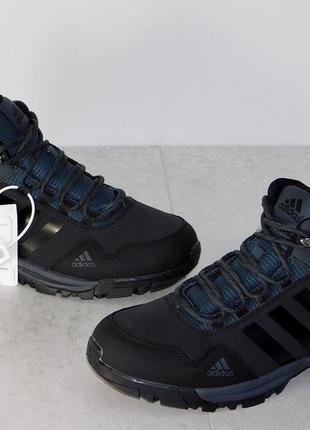 Ботинки мужские кожаные зимние адидас с мехом черные 46р3 фото