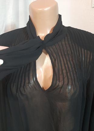 Прозрачная черная блуза свободного кроя4 фото