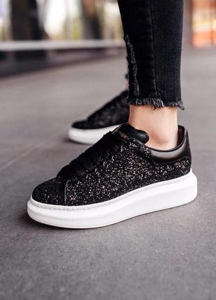 Женские кожаные кроссовки alexander mcqueen glitter leather (36-40)😍