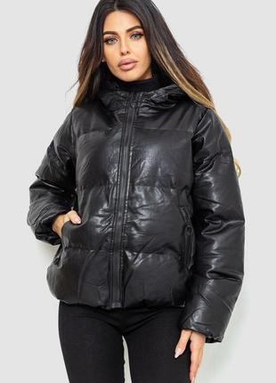 Куртка женская из экокожи на синтепоне, цвет черный, размер l, 129r0719