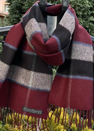 Оригинальный теплый натуральный шарф 100% овечья шерсть клетка6 фото