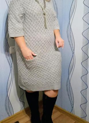 Теплое вязаное платье- гольф, платье миди5 фото
