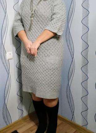 Теплое вязаное платье- гольф, платье миди3 фото