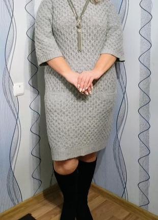 Теплое вязаное платье- гольф, платье миди2 фото