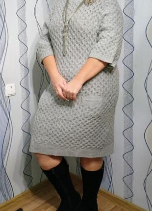 Теплое вязаное платье- гольф, платье миди6 фото