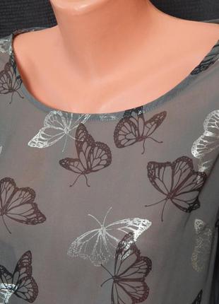 Эффектная серая блуза в бабочки от f&f (размер  10)2 фото