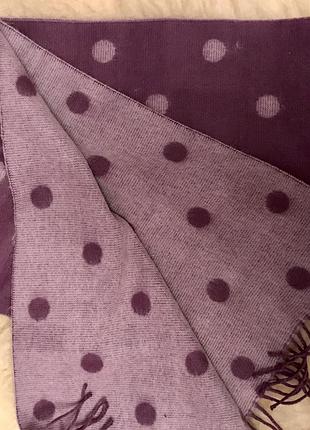 Фіолетовий шерстяний шарф у горохи