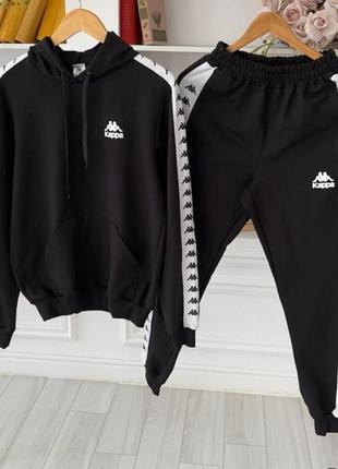 Спортивний костюм  kappa чорний з лампасами2 фото