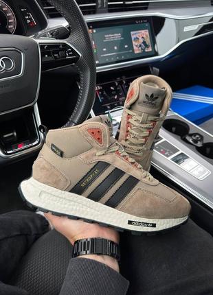 Зимові чоловічі кросівки adidas originals retropy e5 sand black fur❄️