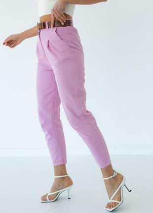 Штаны с поясом свободного фасона perry - розовый цвет, m5 фото
