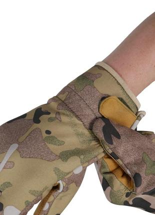 Тактические зимние перчатки softshell мультикам s
