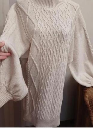 Свитер платья вязаное белое вязаное свитер платье белое1 фото