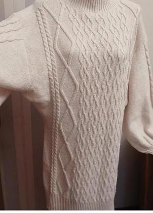 Свитер платья вязаное белое вязаное свитер платье белое2 фото