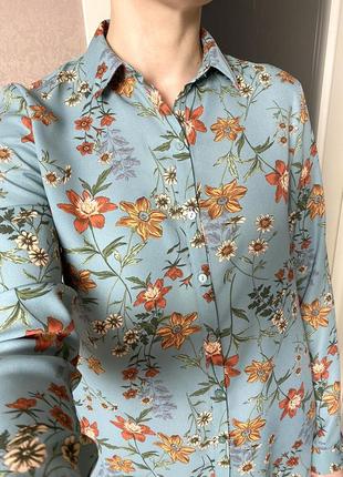 Блуза зі щільного шифона, принт флора2 фото