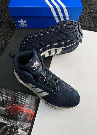 Зимние мужские кроссовки adidas originals retropy e5 navy white fur❄️7 фото