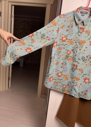 Блуза зі щільного шифона, принт флора6 фото