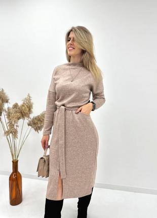 Женское теплое платье ангора длинное зима осень весна