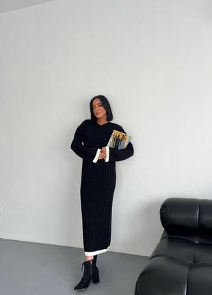 Женское оверсайз объемное свободное платье миди коса макси длинное вязаное теплое осень базовая стильная тренд зара zara5 фото