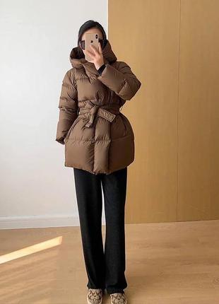 Куртка женская длинная короткая теплая осенняя зимняя демисезонная на осень зима черная бежевая коричневая с капюшоном стеганая базовая батал с поясом батал9 фото