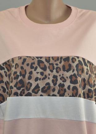 New look бледно-розовый свитшот в полоску с леопардовым принтом (m)2 фото