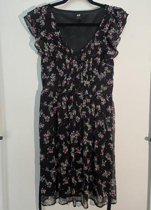 Нежное шифоновое платье с цветочным принтом h&m2 фото