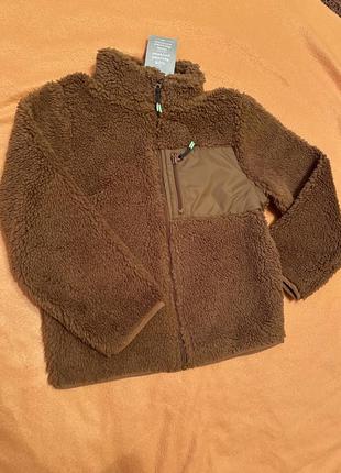 Кофта ведмедик куртка нова шерпа h&amp;m hm коричнева 8-10 р 134-140 на замку7 фото