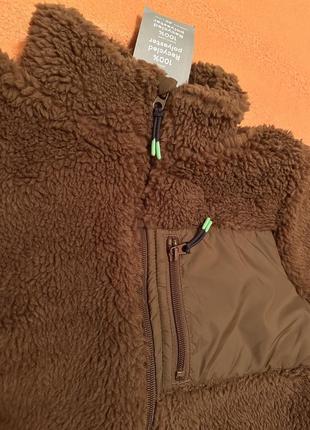 Кофта ведмедик куртка нова шерпа h&amp;m hm коричнева 8-10 р 134-140 на замку6 фото