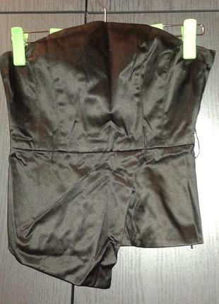 Стильный атласный топ черного цвета river island, размер 6/34.