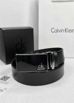 Ремінь calvin klein чорний із пряжкою автомат на подарунок чоловічий4 фото