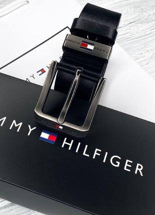 Мужской ремень mommy hilfiger черный подарочная упаковка подарок мужчине мальчишку