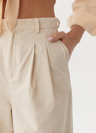 Женские брюки-палаццо - бежевый цвет, l4 фото