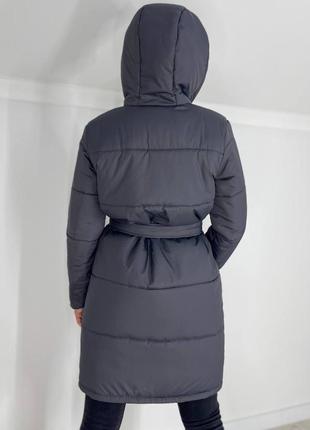 Пальто куртка пуховик женское длинное осеннее демисезонное зимнее на осень зиму теплое утепленное серое черное малиновое базовое с капюшоном стеганое батал5 фото