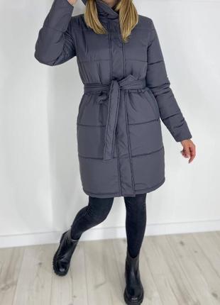 Пальто куртка пуховик женское длинное осеннее демисезонное зимнее на осень зиму теплое утепленное серое черное малиновое базовое с капюшоном стеганое батал2 фото