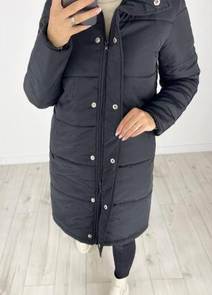 Пальто куртка пуховик женское длинное осеннее демисезонное зимнее на осень зиму теплое утепленное серое черное малиновое базовое с капюшоном стеганое батал7 фото