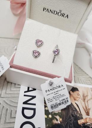Набор пандора серебро s925 ale оригинальная бирка сердца розовый с упаковкой сердечки камни новые сердце
кольцо серьги пусеты гвоздики